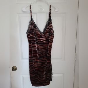 Tiger print slip dress with lace detail size 1x